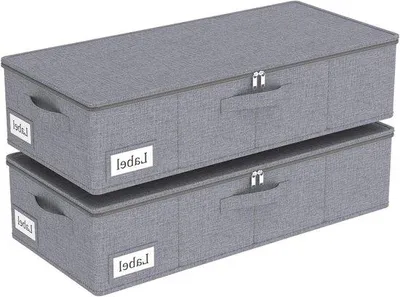 Image de Boîte de rangement pliable à placer sous le lit, avec couvercle et poignées, 60 x 30 x 15 cm, gris, lot de 2