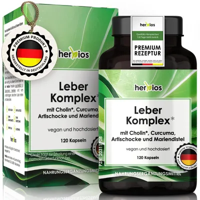 Produktbild von HERBIOS Leber Komplex hochdosiert - Mariendistel, Artischocke, Cholin, Zink, Curcuma & Piperin - 120 Kapseln für 3 Monate - Leber Kur, labor