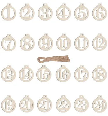 Produktbild von Adventskalender Zahlen - Holzanhänger 1–24 - Weihnachtsdekoration - Ø 4 cm