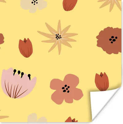 Produktbild von MuchoWow® Poster Blumen - Gelb - Abstrakt 50x50 cm - Wohnzimmerdekoration