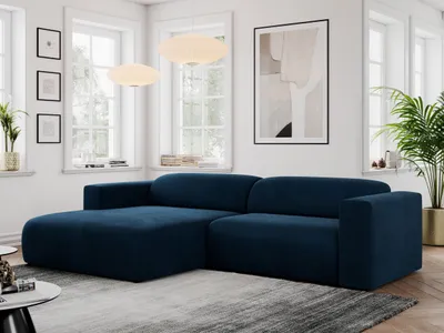 Produktbild von MKS MEBLE Ecksofa, Sofa L-Form, Wohnlandschaft L-Form, Modern Design Couch, Sofagarnitur, Couchgarnitur, Polsterecke - PASADENA -Dunkelblau Velvet - links seite