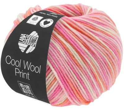 Produktbild von Lana Grossa COOL WOOL PRINT 50 g pflegeleichtes Strickgarn aus extrafeiner Wolle 160 m Farbe 726 - Rosa/Pink/Koralle/Ecru