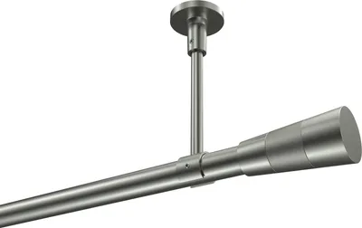 Produktbild von Interdeco Gardinenstange / Vorhangstange Edelstahl-Optik, Typ Sonette Tanara (Konus Bicolor) ohne Ringe, Deckenmontage, 20 mm Ø 1-läufig, 180 cm