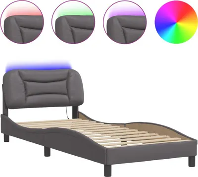 Produktbild von vidaXL Bettgestell mit LED ohne Matratze "Hvar" Grau 80x200 cm