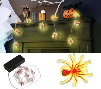 Produktbild von Halloween Spinnengirlande Deko Batteriebetrieben Für Stimmungsvolle Gruselnächte Perfekt Für Elektrische Girlanden Und Beleuchtung