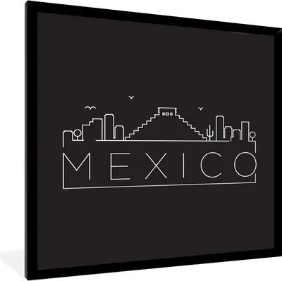 Produktbild von MuchoWow® MuchoWow® Gerahmtes Poster Stadtbild "Mexiko" auf schwarzem Hintergrund 40x40 cm - Poster mit zchwarzem Bilderrahmen - Mit Rahmen - Wanddekoration Schlafzimmer