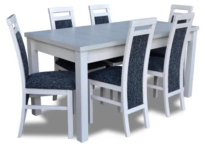 Produktbild von Tisch Esszimmer Garnitur Esstisch Stuhl Set 7tlg. Leder Holz Lehn Stühle