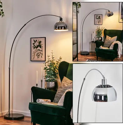 Produktbild von Gavirate Stehlampe aus Metall mit Marmorfuß in Schwarz/Chromfarben/Weiß