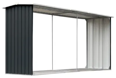 Immagine prodotto di vidaXL Deposito per legna da ardere Acciaio zincato 330 x 92 x 153 cm Antracite