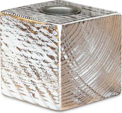 Produktbild von levandeo Teelichthalter Holz Massiv 10x10cm Shabby Chic Kerzenständer Rustikal