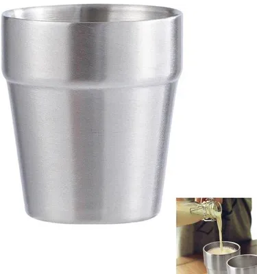 Zdjęcie produktu dla Kubek kempingowy ze stali nierdzewnej, 300 ml, 8,3 × 8,3 × 9,5 cm, w kolorze srebrnym