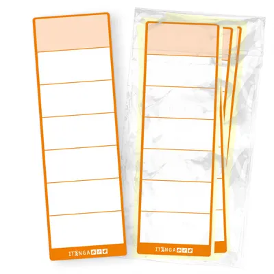 Produktbild von itenga 50x Ordnerschild ORANGE Aufkleber aus Haftpapier 6,0 x 19,0 cm