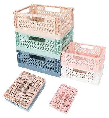 Image de Lot de 5 boîtes pliables en plastique pour le rangement