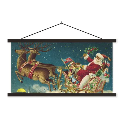 Produktbild von MuchoWow® Textilposter Weihnachten - Winter - Vintage 90x45 cm mit schwarzem Rahmen - Klemmleisten