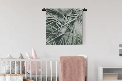 Produktbild von MuchoWow® Wandteppich Wandbehang Tropisch - Palmenblatt - Grün 60x60 cm Tapisserie Dekoration Wandtuch - Dekorationen - Wand Decke