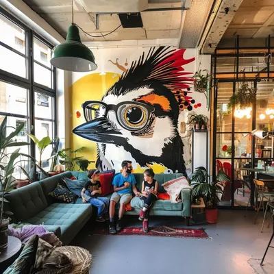 Produktbild von Decords Wandtattoo – großes Dunenspecht-Gesicht mit Brille, 180 cm