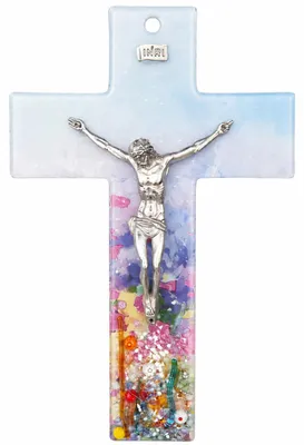 Glas-Wandkreuz 26 cm mit Corpus und INRI