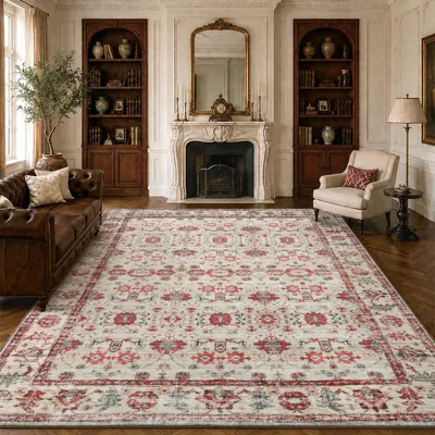 Vintage Teppich Rot 160x230 cm, rechteckig, waschbar, antirutsch