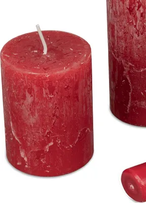 Produktbild von Stumpenkerze RUSTIC rot rund H. 8cm D. 6cm Wachs Formano