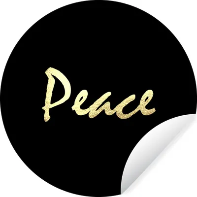 Produktbild von MuchoWow® Runde Wandtattoo - Wandsticker Tapete Aufkleber Zitat - Frieden - Gold - Schwarz Ø 100 cm Selbstklebend und Repositionierbar - Wandaufkleber - Kreis - Tapetenkreis - Wandbild rund - Schlafzimmerdekoration - Wanddeko - runde Tapete - Kunst für zu Hause