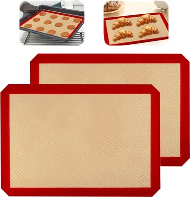 Produktbild von 2 Stš¹ck Silikon Backmatte fš¹r Backblech, 30x40 cm Silikonmatte Backofen BPA Frei, Backunterlagen, Antihaftbeschichtung Silikonbackmatte, Wiederverwendbare Backmatte fš¹r Brot, Macarons, Kekse, Pizza