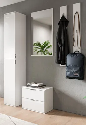 Produktbild von Garderobe Set 5-teilig "SystemX" in weiß Hochglanz Garderobenkombination 153 cm