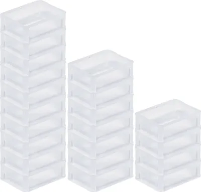 Produktbild von SparSet 20x Transparenter Eurobehälter BasicLine mit geschlossenem Griff | HxBxT 7x15x20cm | 1,3 Liter | Eurobox, Transportbox, Transportbehälter, Stapelbehälter