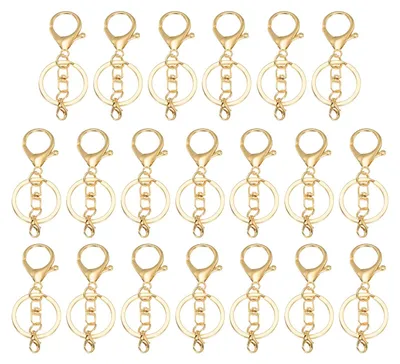 20 Karabinerhaken Schlüsselanhänger, Metall, Drehgelenk, Gold