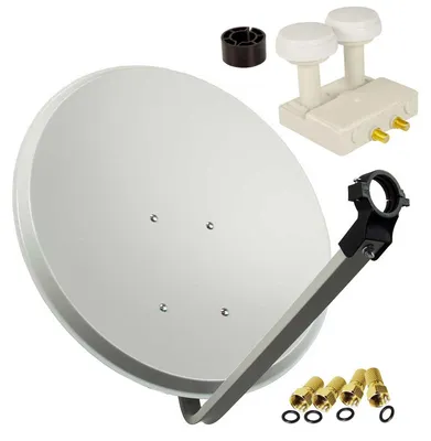 Produktbild von PremiumX SAT Anlage 80cm Antenne Twin Monoblock Astra Hotbird 4x F-Stecker