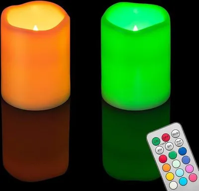 Image de Bougies LED multicolores scintillantes de 10 cm avec télécommande et minuterie