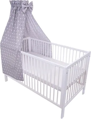 Produktbild von Baldachin für Babybett aus 100% Baumwolle, grau mit Sternchen