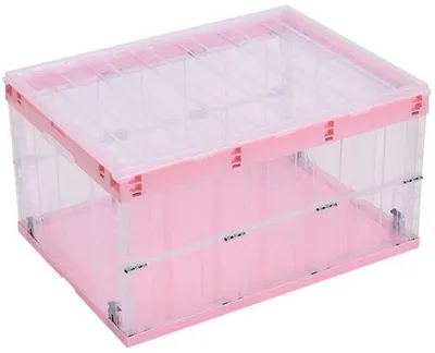 Obrázek produktu pro Úložný box o objemu 55 litrů - Skládací - Stohovatelný - Průhledný - S víkem - S madlem