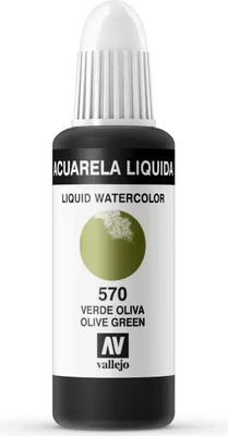 Liquid Watercolor Vallejo 33570 Olive Green 32ml Olivgrün Aquarell Farbe