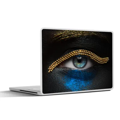 Produktbild von MuchoWow® Laptop Aufkleber Sticker Cover Frau - Augen - Make-up - Luxus - Gold 31x22.5 cm - Laptop-Deko