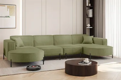 Productafbeelding van Zitmeubel in U-vorm, bank VALENCIA XL, bekleed met stof Scala in de kleur Kiwi