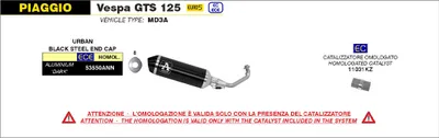 Zdjęcie produktu dla Kompletny tłumik ARROW urban dark aluminium i zaślepka do Piaggio Vespa gts 125i.e.