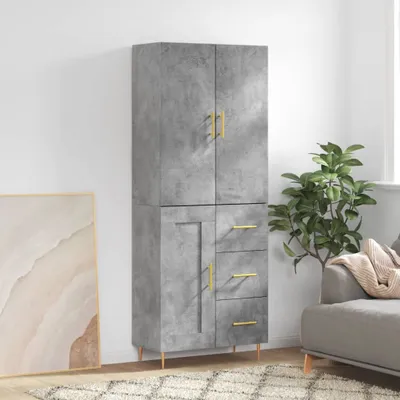 Produktbild von vidaXL Highboard Betongrau 69,5x34x180 cm Holzwerkstoff