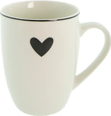 Obrázok produktu pre Hrnček Clayre & Eef 350 ml biely čierny porcelán srdiečko
