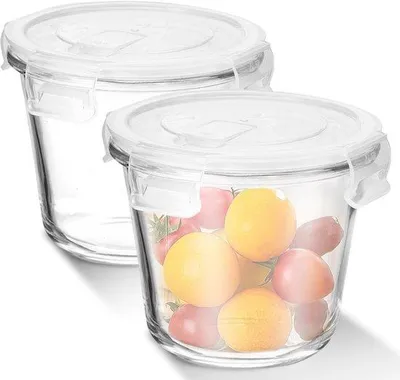 Obrázek produktu pro Skleněný hrnec 720 ml s víkem, sada 2 skleněných hrnců, skleněné nádoby na potraviny, skleněná mísa s víkem, salátová mísa, nádoba na polévku, skleněné nádoby na potraviny do lednice, trouby a mikrovlnné trouby, bez BPA