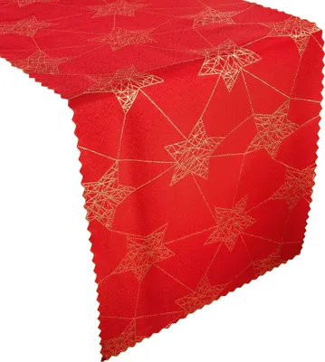 Zdjęcie produktu dla Obrus dwustronny plamoodporny świąteczny Z-3418 złoto-czerwony 40x140 cm