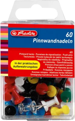 Produktbild von Herlitz Pinnwand Nadeln farbig sortiert aus Metall 60 Stück