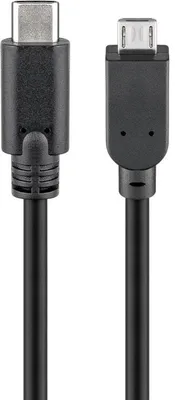 Produktbild von USB-C™-auf-Micro-B-Kabel, 0,6 m, schwarz 2,5 W, 0,5 A, 480 Mbit/s, USB 2.0