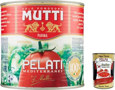 Produktbild von Mutti Professional Pelati Mediterranei Mediterrane Geschälte Tomaten 2,5Kg + italian gourmet polpa 400g