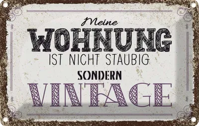 Produktbild von vianmo Blechschild 12x18 cm Wohnung nicht staubig Vintage Spruch Zitat