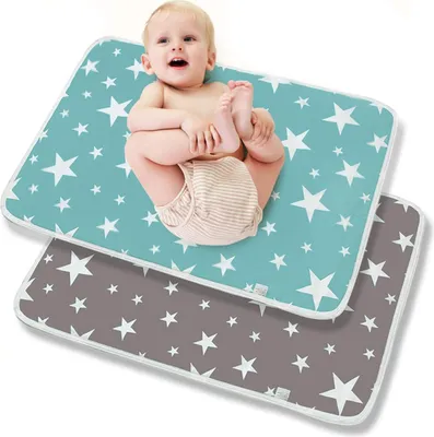 Produktbild von 2 Stück Baby Wickelunterlage, Waschbar Säugling Wickelunterlage für Babys und Kleinkinder, Wasserdicht Atmungsaktiv Wiederverwendbare Wickelauflagen Changing Mat für Haustiere Female Elderly,50x70cm