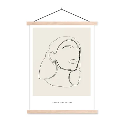 Produktbild von MuchoWow® Textilposter Frauen - Linienkunst - Text - Zitate 40x53 cm mit holzfarbenen Rahmen - Schlafzimmer