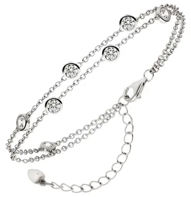 Produktbild von Armband Armkette 2-reihig aus 925 Silber rhodiniert mit 7 Zirkonia 15-19,5cm