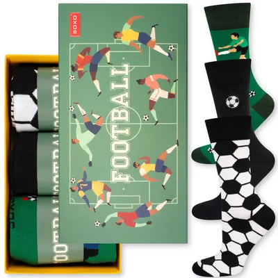 Produktbild von Männer-Socken-Set FOOTBALL, hohe Baumwollsocken Größe 40-45, 3er-Pack Socken, Socken-Set als Geschenk