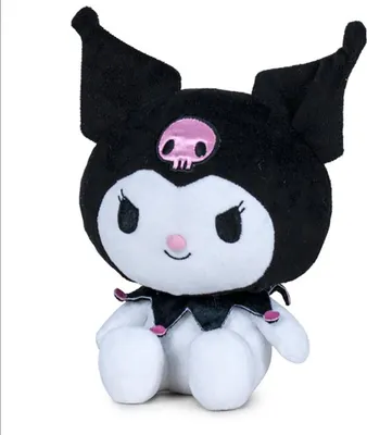 A plush toy of the character Kuromi from Sanrio, sitting against a white background.