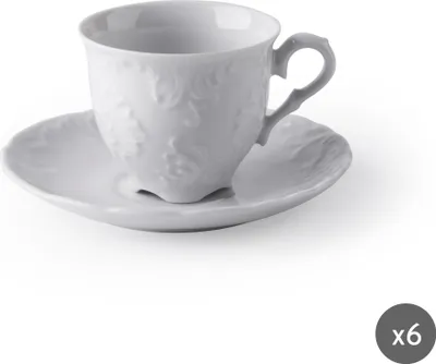 Produktbild von Excelsa Set Von 6 Espressotassen mit untertassen Elisa Rococo' 10 cl Porzellan Weiß